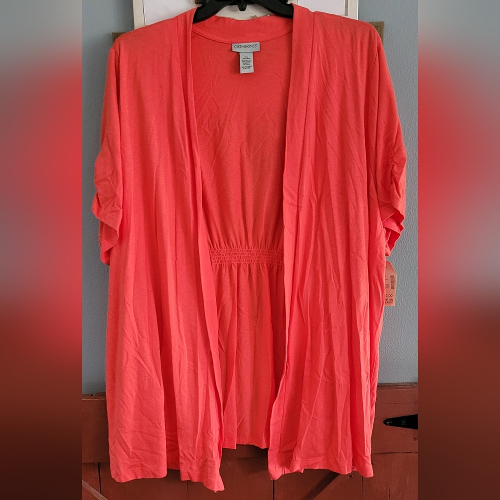 NWT Catherines Open Face Cardigan w/ Rouche Sleeves - Size (26-28W)